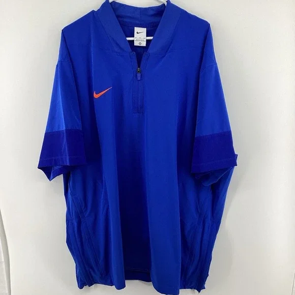 Men's Nike Coaches 1/4 Zip Short Sleeved Pull Over Royal/ Orange 3XL Big & Tall - Picture 2 of 10